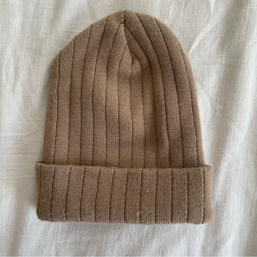 Tan Ribbed Beanie